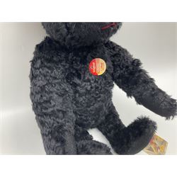 Steiff Classic Teddy Bear in black mohair with working growler mechanism and red stitched detail, H42cm