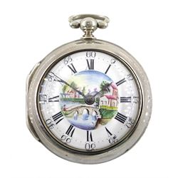 George III silver pair cased verge fusee