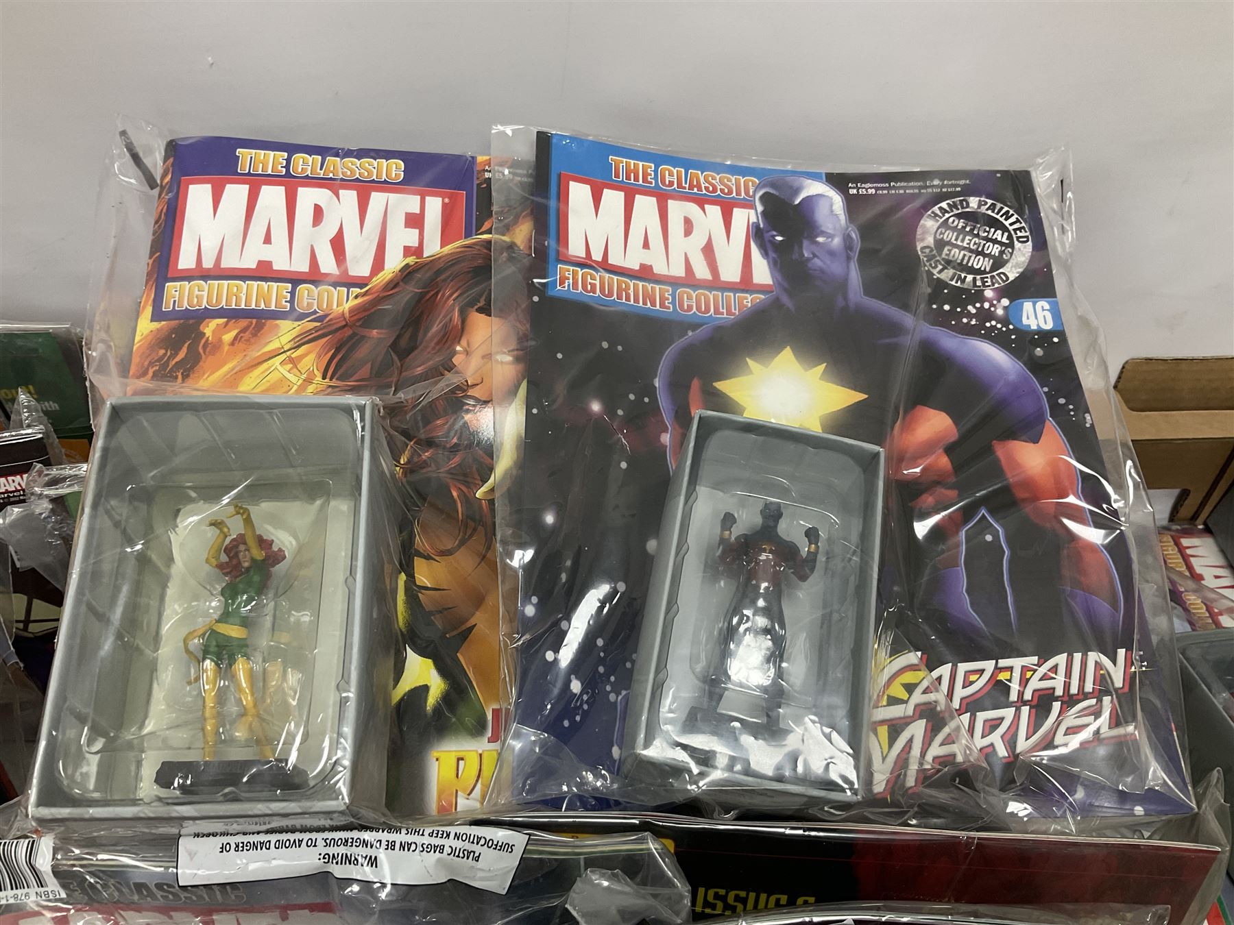Eaglemoss The Classic Marvel Figurine Collection - forty-one magazines with models each as issued in unopened plastic bags; eleven boxed models and eight loose periodicals; in three boxes (60)