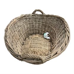 Twin handled basket together with wash jug and bowl and other collectables 