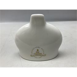 Four Royal Crown Derby teddy paperweights, comprising Teddy Cook, two Teddy George and Seated Teddy, all without stoppers, together with Crown Namestake with gold stopper 