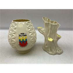 Donegal Parian China limited edition vase commemorating the millennium of Dublin in 1988 H16cm, together with a Belleek vase modelled as an open tree stump (2)