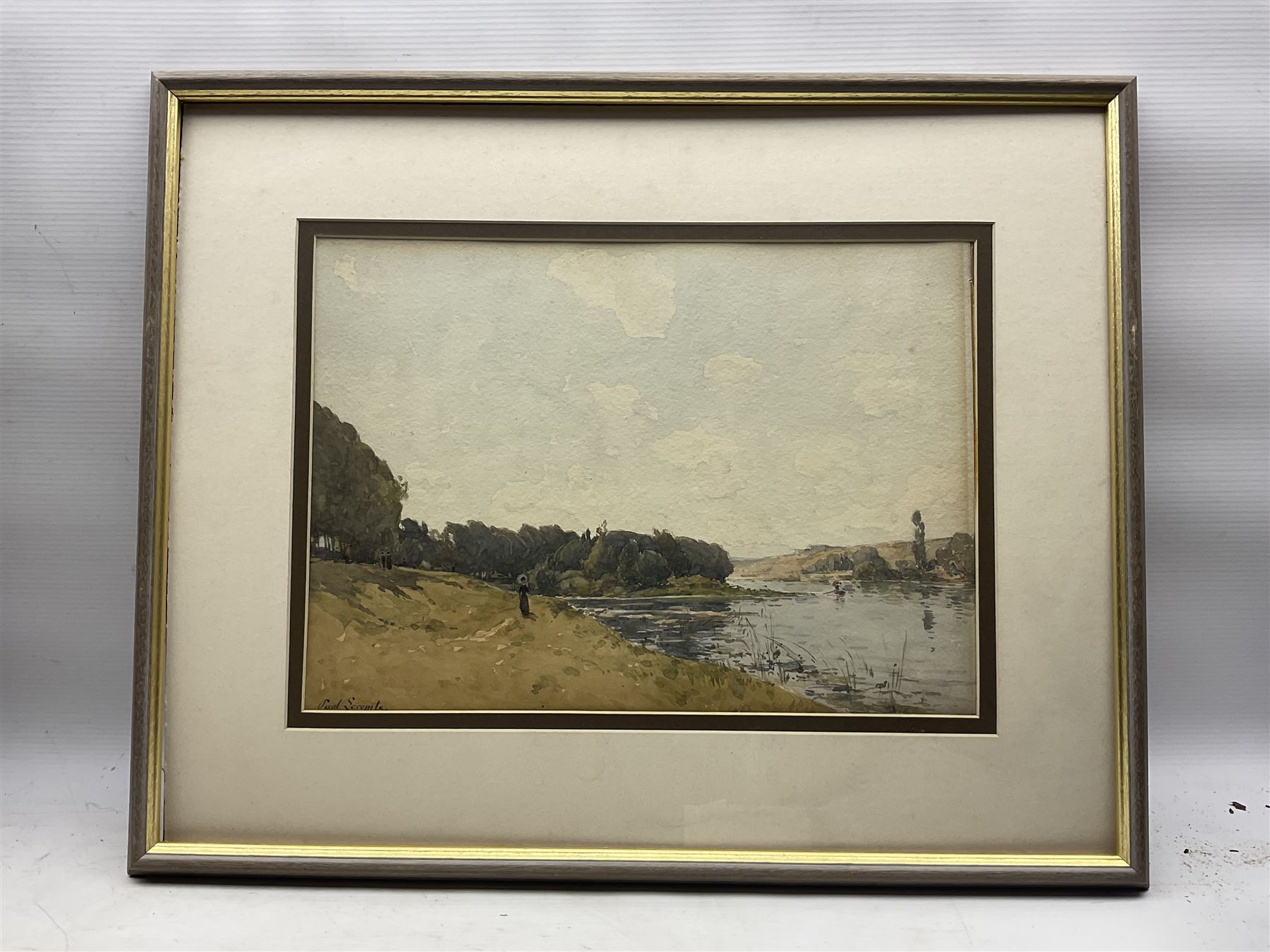 Paul Lecomte (French 1842-1920): Boating on the River, watercolour signed 27cm x 38cm
