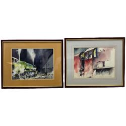 Brian C Lancaster (Bristol Savages 1931-2005): Railway Scenes, two watercolours signed 25cm x 34cm (2)