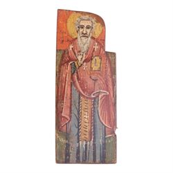 20th century icon painting St. Nicholas, together with another icon, largest H22cm 