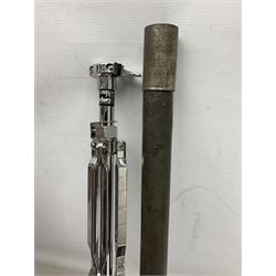 Spanish BM acoustic guitar with mahogany back and sides and spruce top L101cm; in cello carrying case; Roland foot pedal and two Yamaha foot pedals; tin D# organ pipe; folding music stand etc