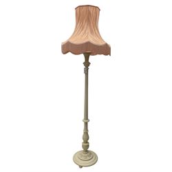 Cream painted standard lamp with shade