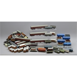  Various makers '00' gauge - sixty-five assorted wagons and nine passenger coaches by Wrenn, Bachmann, Mainline, Dapol, Jouef etc  