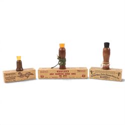 Three Herter's World Famous bird calls, comprising Pheasant Flusher, Self Blowing Duck Cal...
