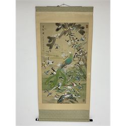 Chinese School (20th century): Birds on Branches, scroll painting 110cm x 62cm