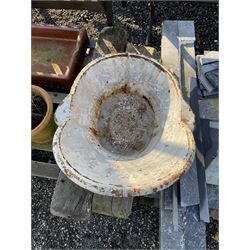 Painted Tin bath, wooden posts, marble fire surround pieces, planters and shallow glazed rectangular sink - THIS LOT IS TO BE COLLECTED BY APPOINTMENT FROM DUGGLEBY STORAGE, GREAT HILL, EASTFIELD, SCARBOROUGH, YO11 3TX