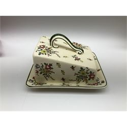 Royal Doulton part dinner service in Old Leeds Sprays pattern,  to include cheese dome, teapot and stand, egg cups etc, together with a selection of floral doilies.  