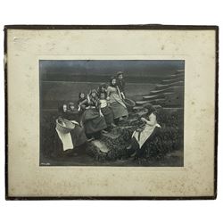 Frank Meadow Sutcliffe (British 1853-1941): Eight Fishergirls at the Foot of Whitby East Pier (E-6C), photograph signed in pencil, initialled and numbered FMS 450 in the image, original  FM Sutcliffe Whitby label verso 14cm x 19cm