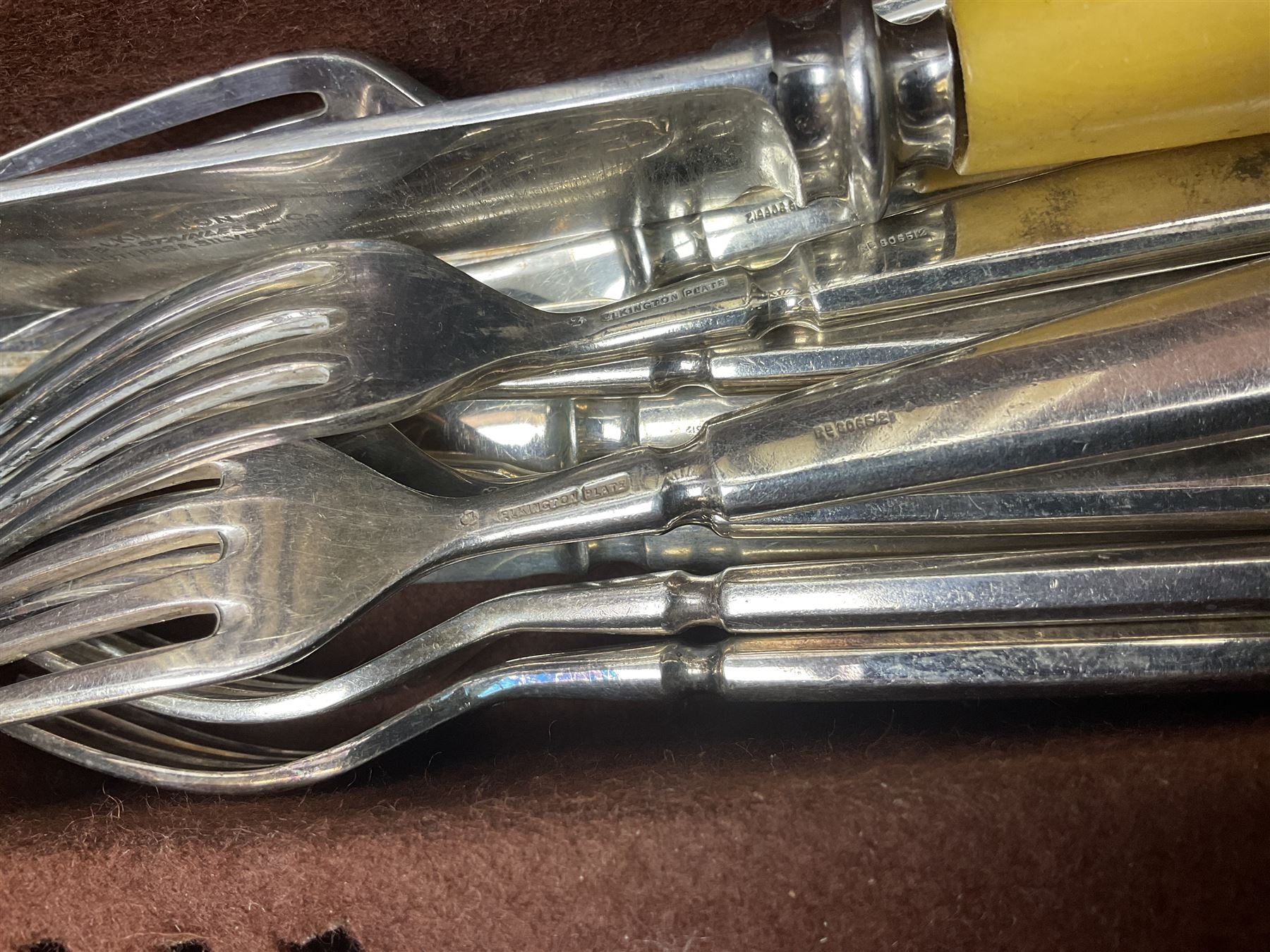 Elkington Co part canteen of silver plated and stainless steel