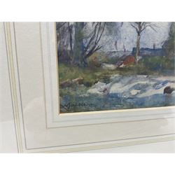 Frederick William Jackson (Staithes Group 1859-1918): Castle Ruin by the Riverside, watercolour signed 20cm x 24cm