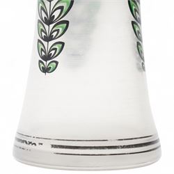 Pair of Art Deco glass vases, in the style of Haida Fachschule, with painted decoration, H25cm (2)