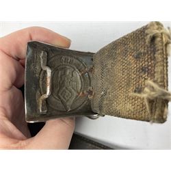 WW2 German Hitler Youth belt, the buckle marked 'Blut Und Ehre' and impressed RZM M/4/55 verso; and another Hitler Youth belt with similarly marked buckle (2)