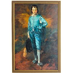 After Thomas Gainsborough (British 1727-1788): ‘The Blue Boy’, large oil on canvas laid on board, incl. frame 205cm x 137cm