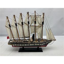 Model of the SS Great Britain, titled dated 1845, raised upon a stepped plinth, L52cm