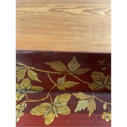 Early 19th century red lacquered papier-mâché tray by Clay of King Street Covent Garden, of rounded rectangular form, painted in gilt with large foliate sprays and butterflies, impressed verso CLAY KING ST COVENT GARDEN, W66.5cm D48.5cm