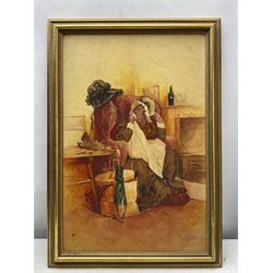Levenson T Johnson (British 19th Century) after Frederick Barnard (British 1846-1896): The Characters of Charles Dickens - 'Mr Micawber' 'Captain Cuttle' 'Uriah Heep' 'Mrs Gamp' 'Bill Sykes' and 'Mr Pickwick', set of six watercolours signed with monogram and dated 1903 or 1904, one inscribed verso 45cm x 29cm (6)