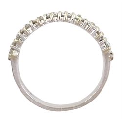 18ct white gold two row round brilliant cut diamond half eternity ring, stamped 18K, total diamond weight approx 1.40 carat