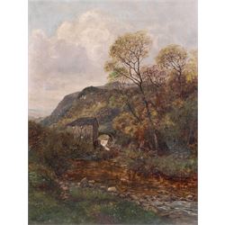 Charles France (British 19th Century): Mill and Bridge by a Stream, oil on canvas signed 6...