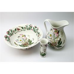 Portmeiron 'The Botanic Garden' jug, H24cm and bowl and small cylindrical vase (3)