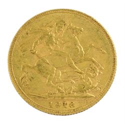 King George V 1918 gold full sovereign coin, Perth mint