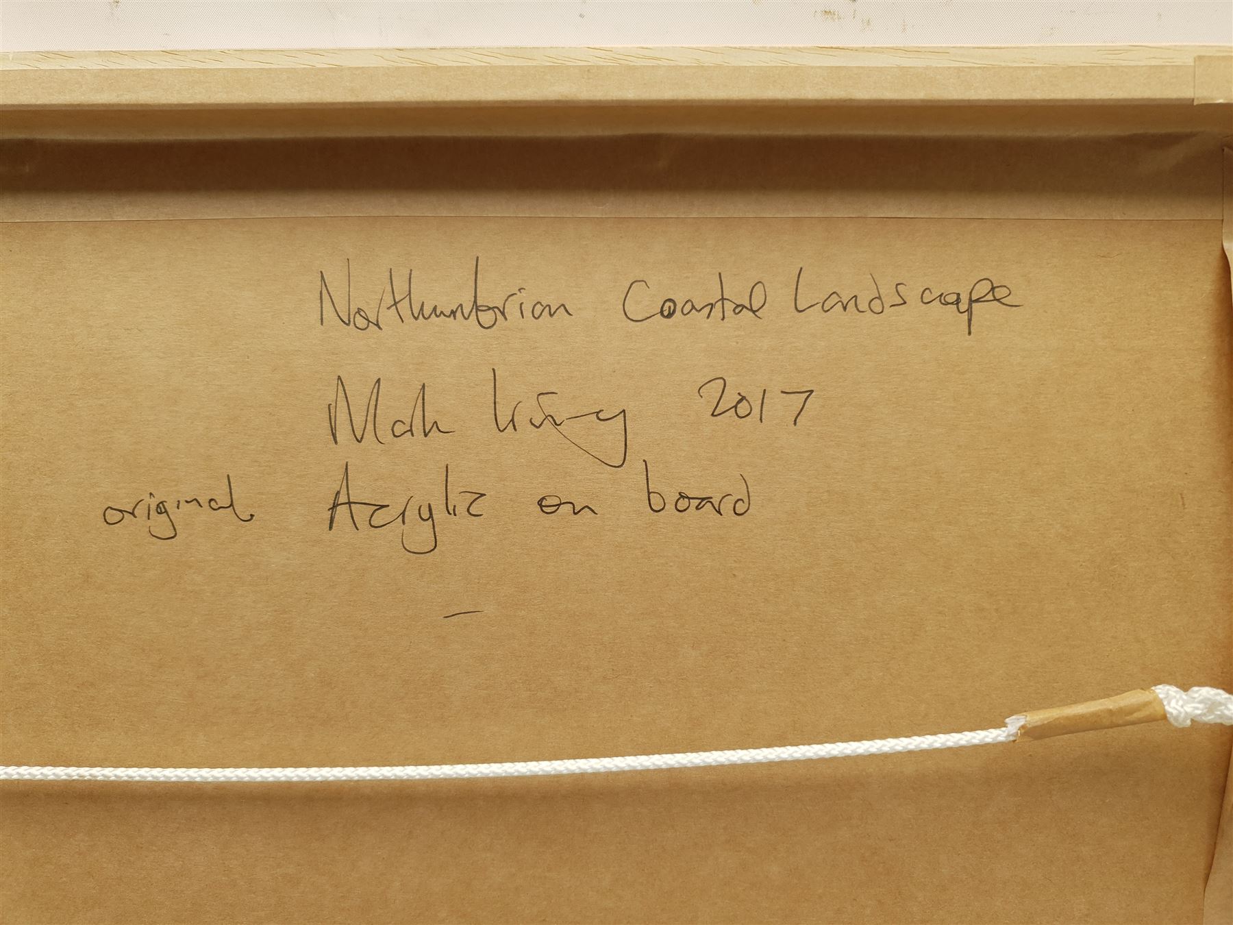 Mark Irving (Northern British Contemporary): 'Northumbrian Coastal Landscape', acrylic on board signed and dated 2017, titled verso 23cm x 48cm