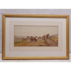 Owen (British 19th century): Cattle near the Clifftop, watercolour indistinctly signed 18cm x 38cm