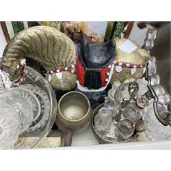 Collection of silver plate, together with iron doorstop, glassware etc 