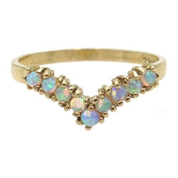  9ct gold opal wishbone ring, hallmarked  