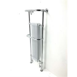 Cast Iron column radiator and towel rail in chrome and white finish 