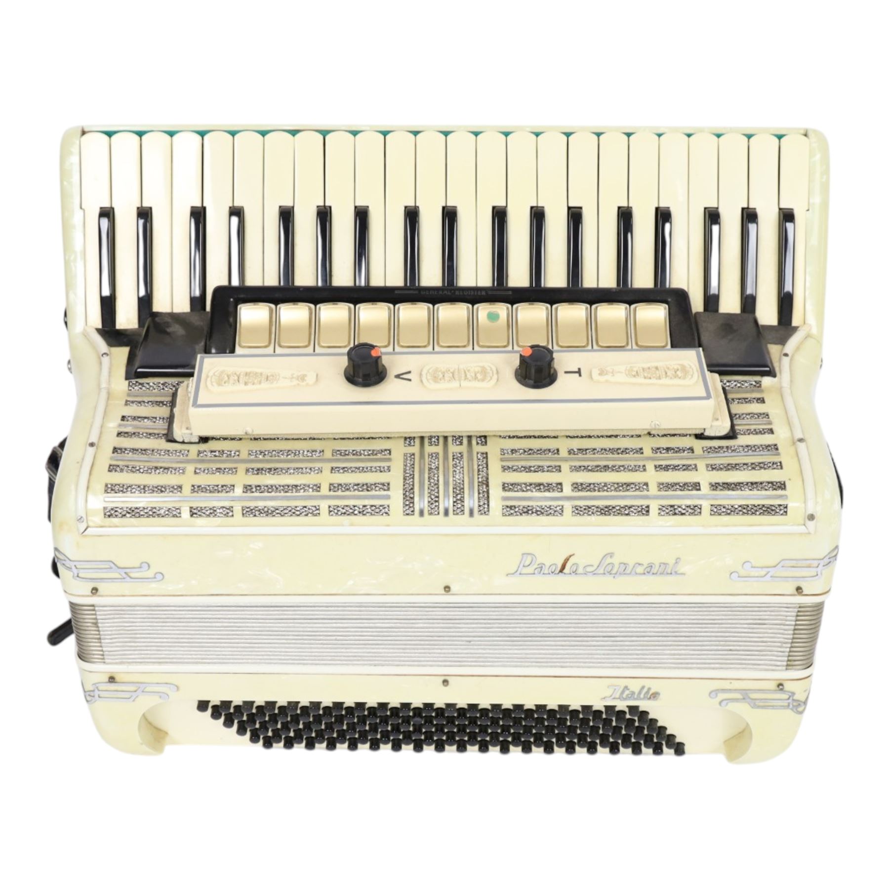 Paolo Soprani accordion, with 120 bass buttons and 41 piano keys, in soft case