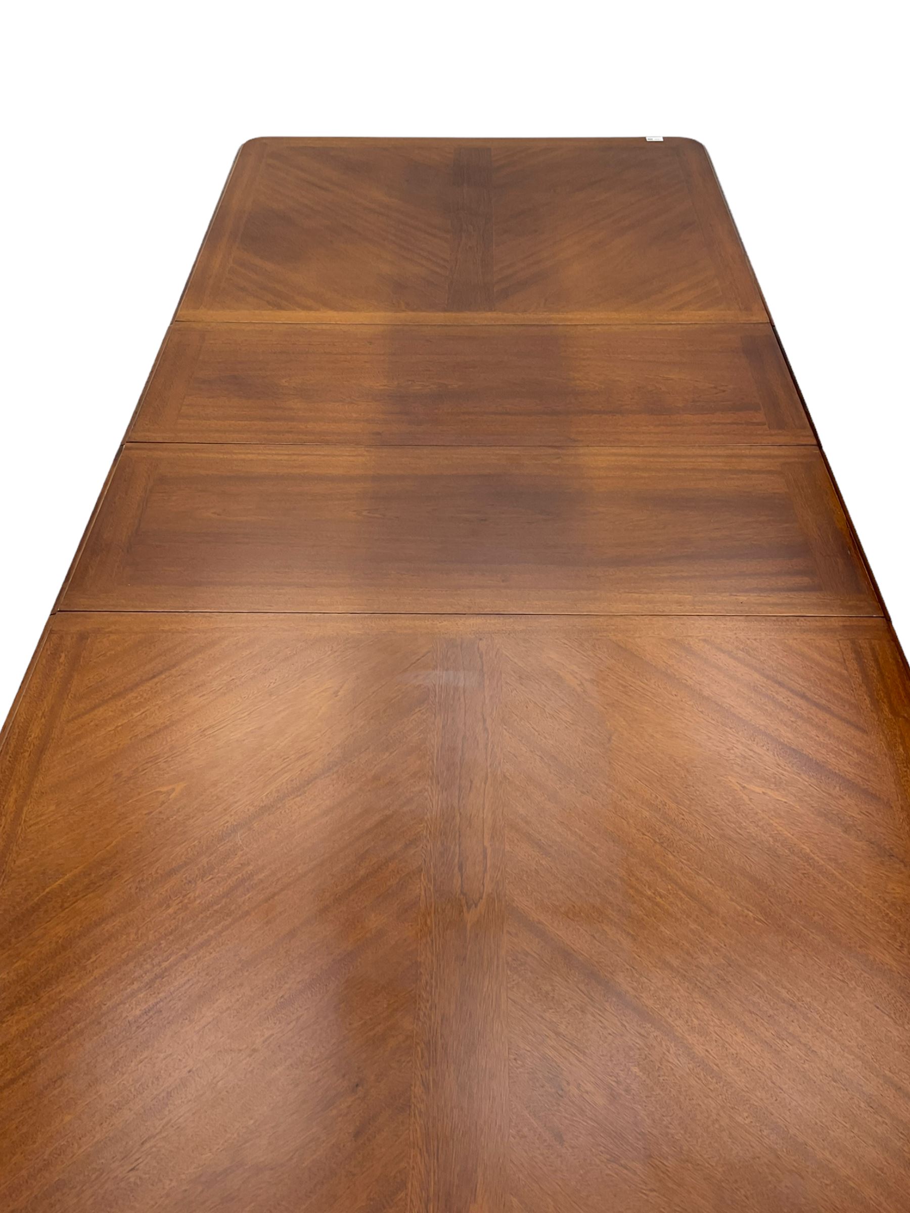 Lexington - Classical design walnut extending dining table, with two leaves; and ten chairs with upholstered seats