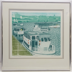  'Pleasure Boats', limited edition etching No.13/150 signed, numbered and titled in pencil by John Brunsdon (British 1933-2014) 41cm x 45.5cm  