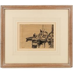 Matthewson (20th Century) after Arthur John Trevor Briscoe (British 1873-1943): Hove - To and Seine Nets, pair of pen and ink drawings indistinctly signed titled and dated 17/10/34 and 1934 (2)