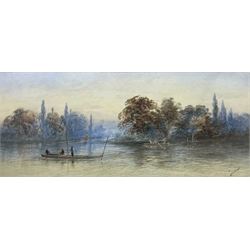 William Henry Vernon (British 1820-1909): Punting on the River, watercolour signed 23cm x 53cm