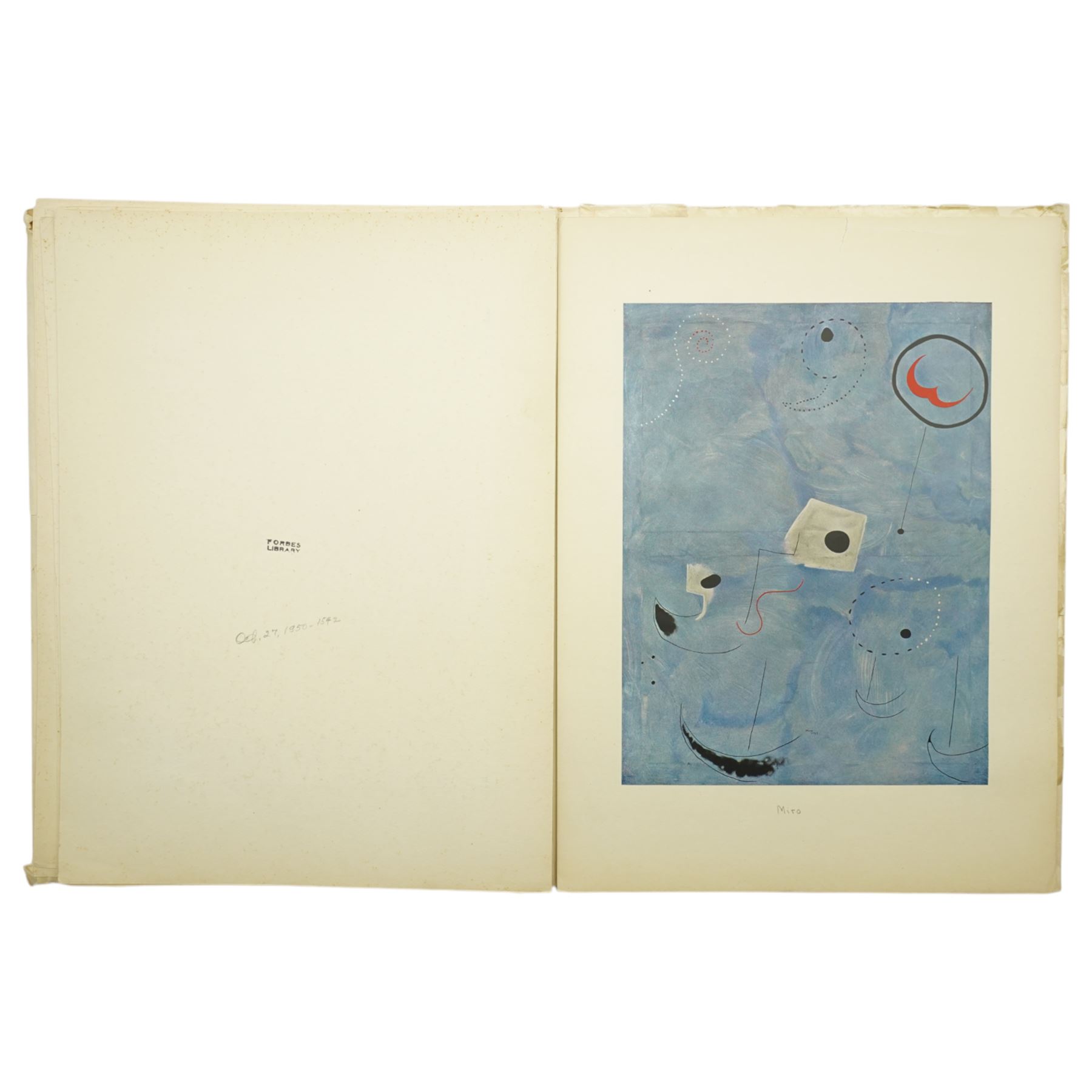 After Joan Miró (Spanish (Catalan) 1893-1983): 'Le Poète Préhistorique', folio containing colour plates pub. by Éditions d’Art Albert Skira, Geneva, circa 1950, from the portfolio 'Les Trésors de la Peinture Française' includes text by Raymond Queneau, deluxe art book with tipped-in colour reproductions 

