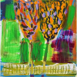 Gillian Ross Kelsey (British 1935-2025): 'Two Trees', acrylic on canvas, signed and titled...