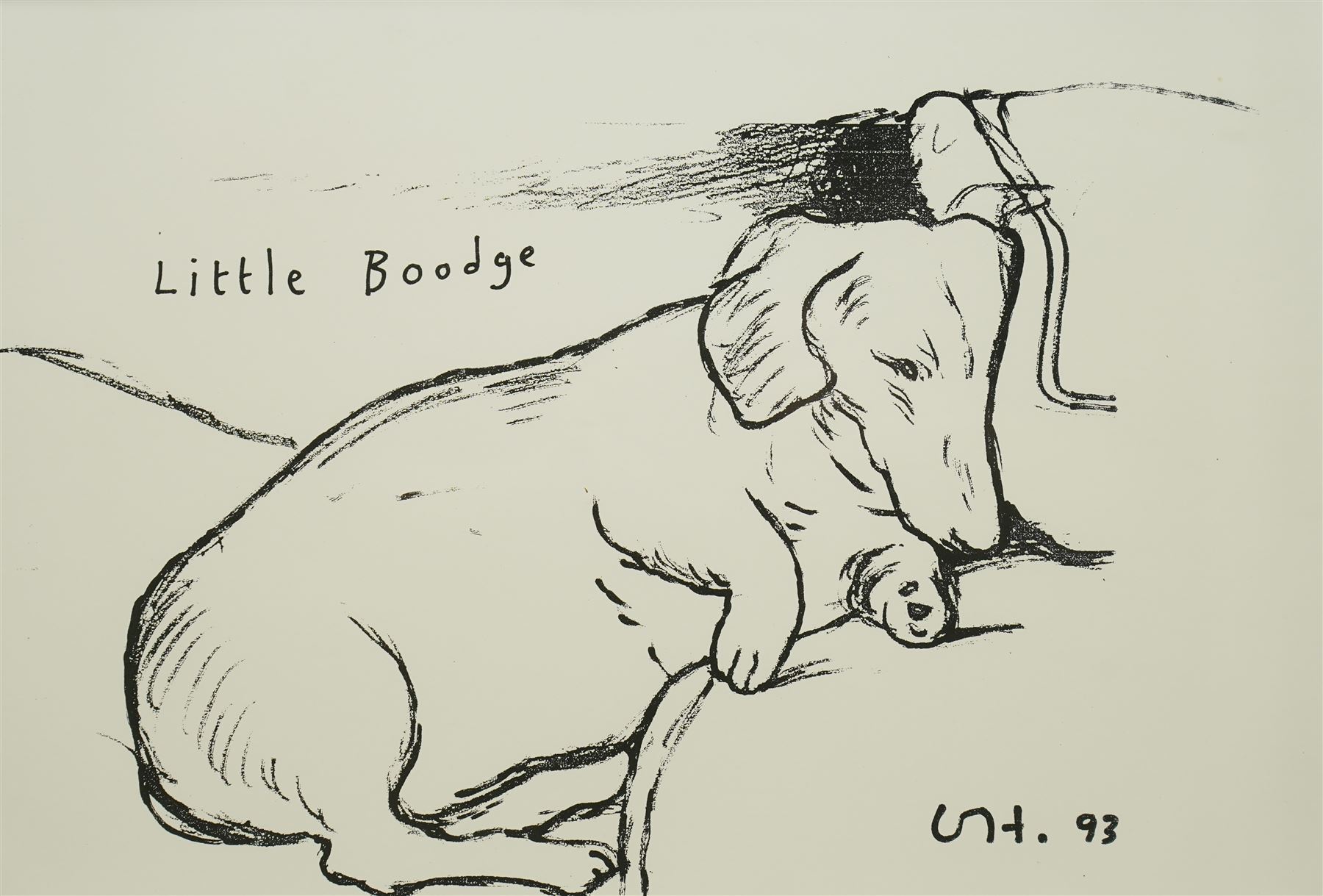 David Hockney (British 1937-): 'Little Boodge', offset lithograph on glossy wove paper pub. 1853 Gallery, Salts Mill, Saltaire, Yorkshire, printed details verso (within the frame) 28cm x 41cm