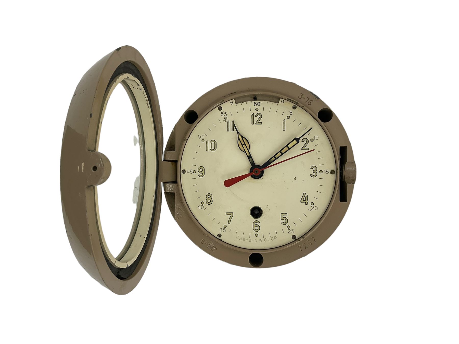 Cold War 1970's Russian bulkhead submarine clock in an 8