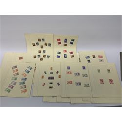 Great British and World stamps on loose album pages, mixture of used and mounted mint, including King George VI Hong Kong $1, various King George VI victory stamps etc