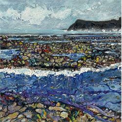 Ann Lamb (British 1955-): North Bay Scarborough, mixed media on canvas signed, dated 2022 verso 40cm x 40cm (unframed)