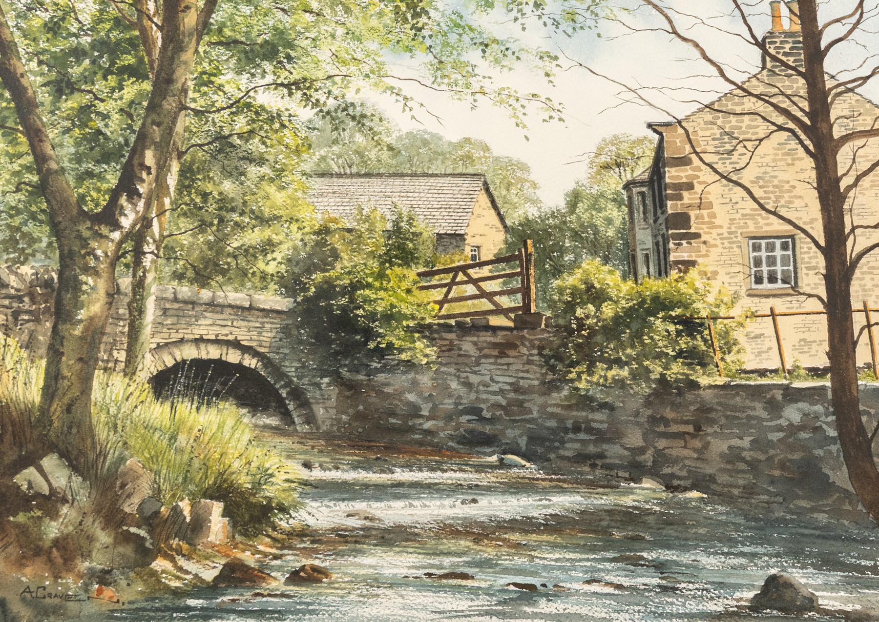 Arthur Craven (British 1934-2013): 'Bubbling Waters at Wycoller Farm' - Lancashire and 'Springs Farm - Enfield Side' - West Yorkshire, two watercolours signed, titled on label verso max 33.5cm x 47.5cm (2)