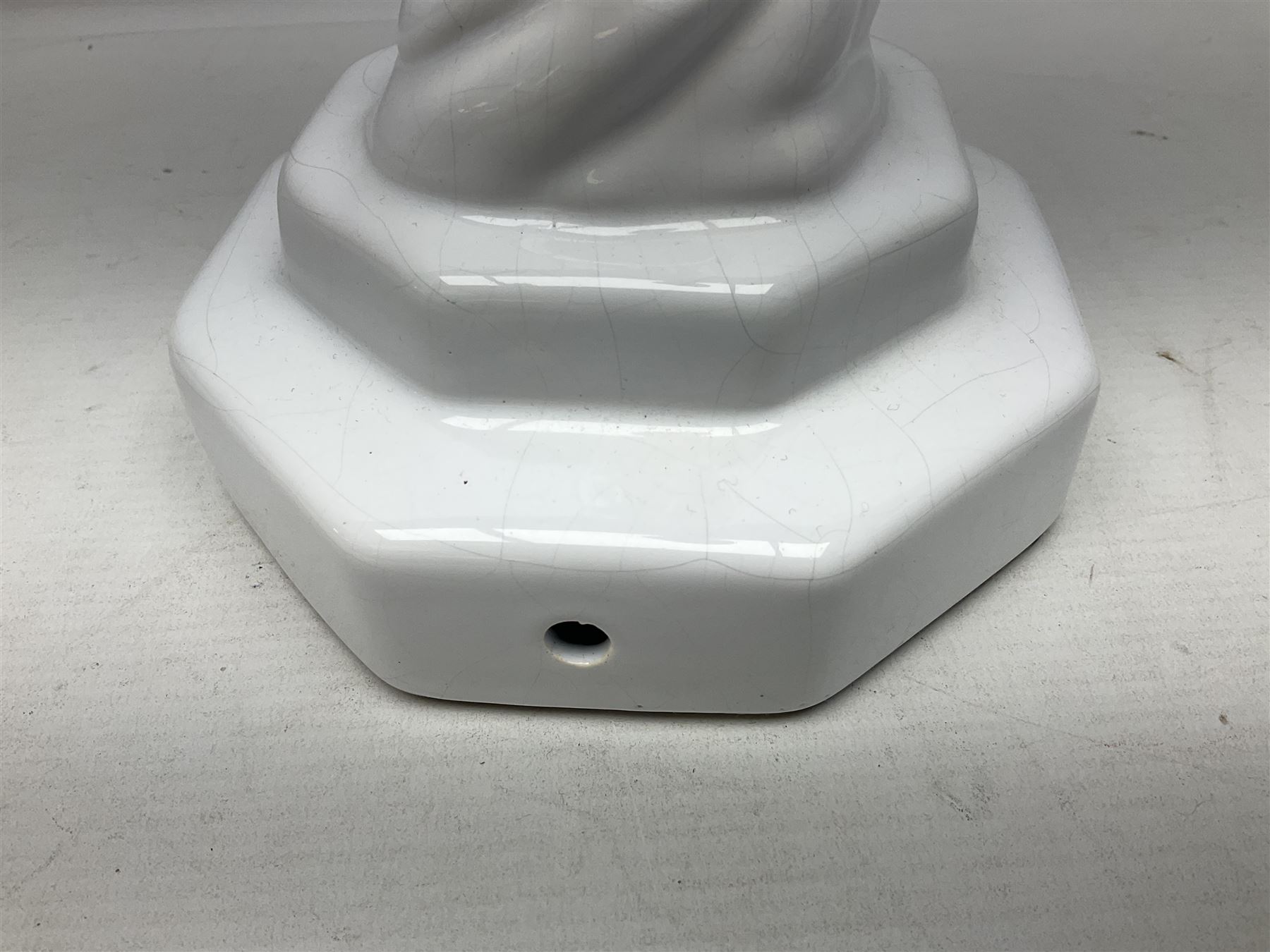 Art Deco style lamp modelled as a nude female dancer, with draped folds of linen, H46cm