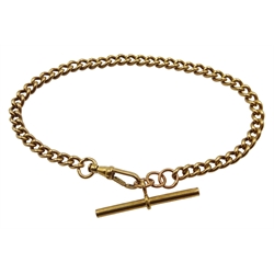 9ct gold curb chain bracelet with T bar, hallmarked, approx 5.68gm
