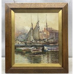 Alfred George Morgan (British 1848-1930): Preparing the Boats at Sunrise, watercolour signed 45cm x 39cm