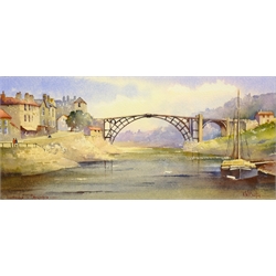  Kenneth W Burton (British 1946-): 'Ironbridge Shropshire', watercolour signed and titled 12cm x 27cm 
Provenance: from the 'English Heritage Collection', certificate verso   